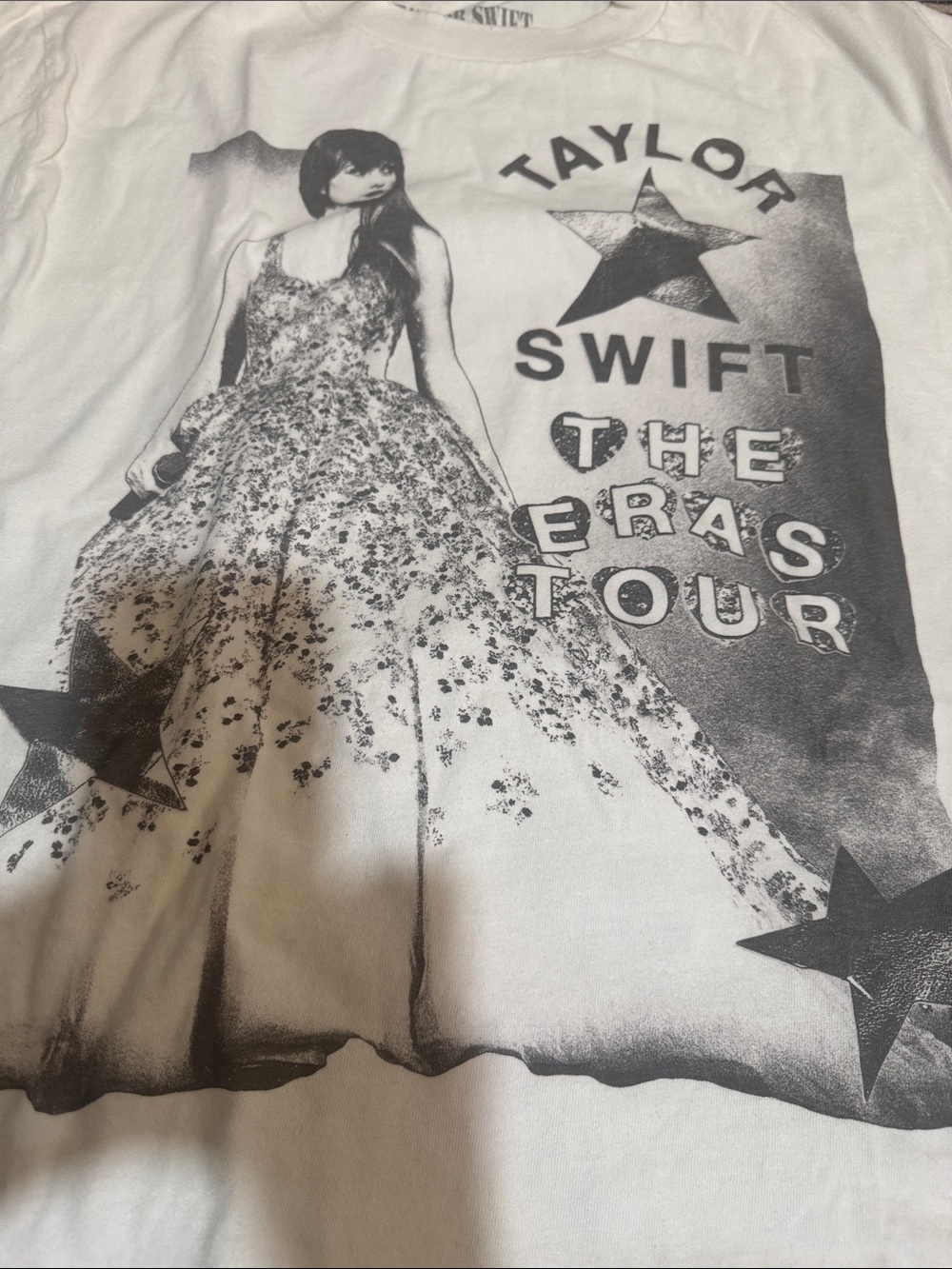 Taylor Swift White Graphic Tee with Black Photo Print